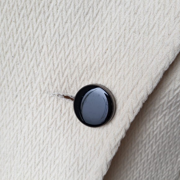 Soia & Kyo Knee length large collar button closure cream textured wool coat Sz M - Picture 9 of 16